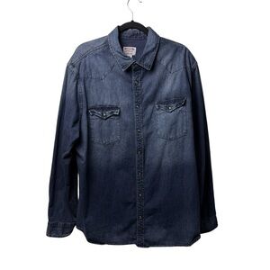 Mossimo Men’s Dark Wash Denim Button Up SZ XXL 2X Western Country Cowboy Snap